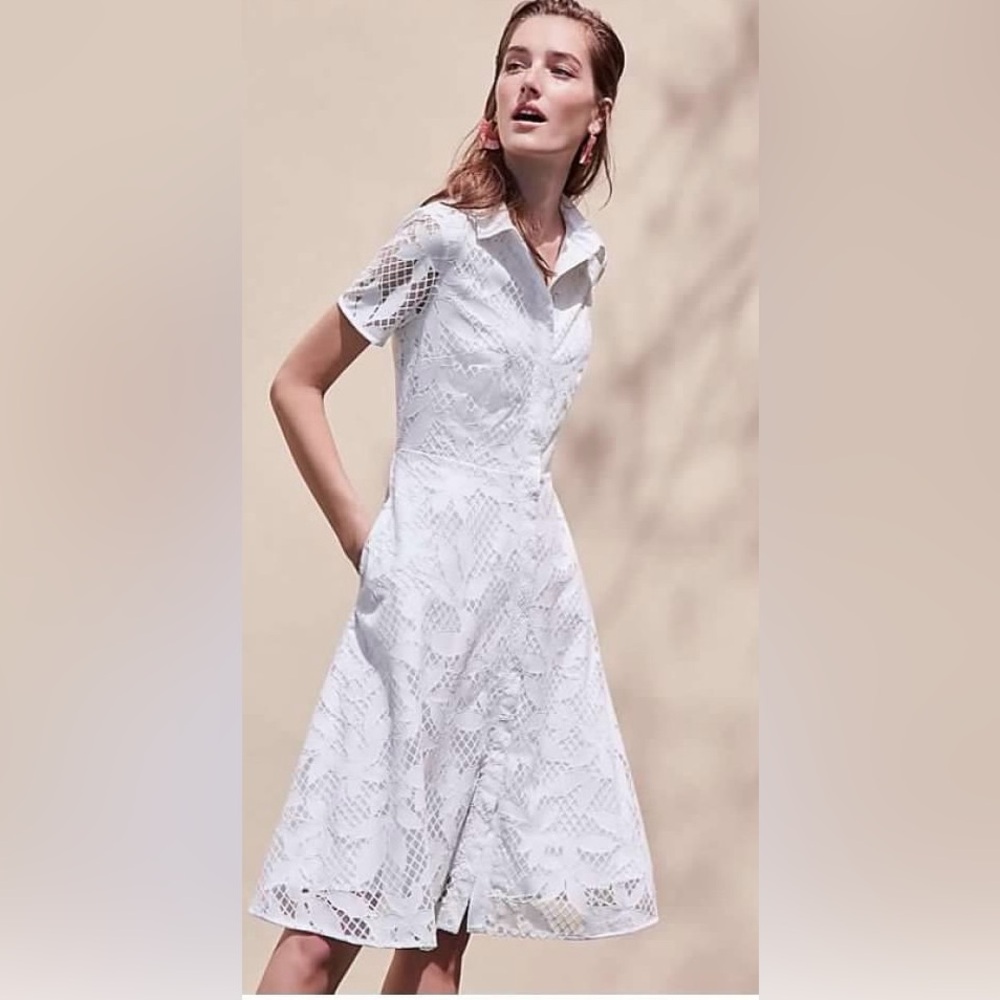 Ann Taylor Floral Lace Shirtdress Size 2